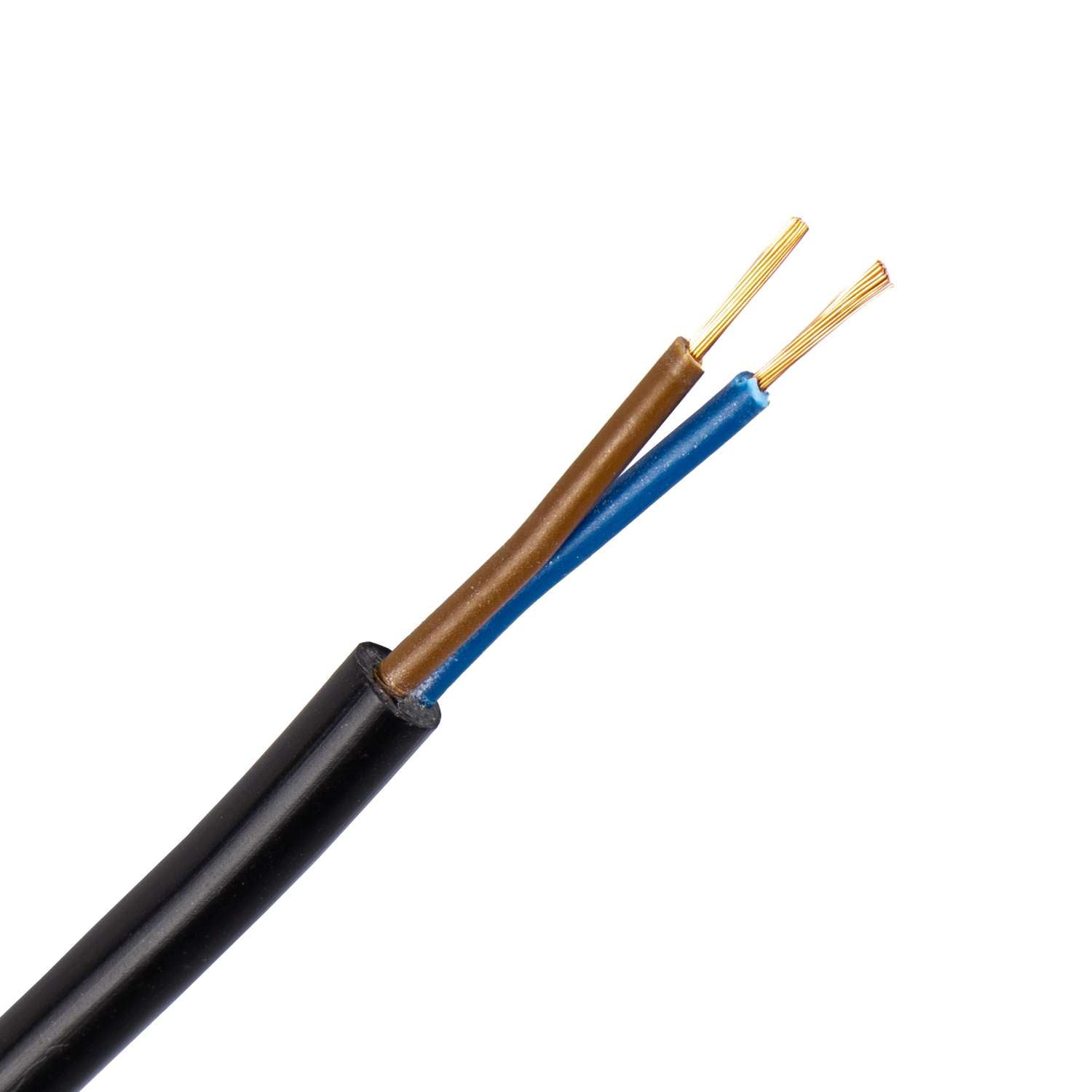 1092.2X15ZH/ECA VMVL kabel (H05VV-F) 2X1,5 mm2 zwart (Eca) (Haspel 500 mtr)