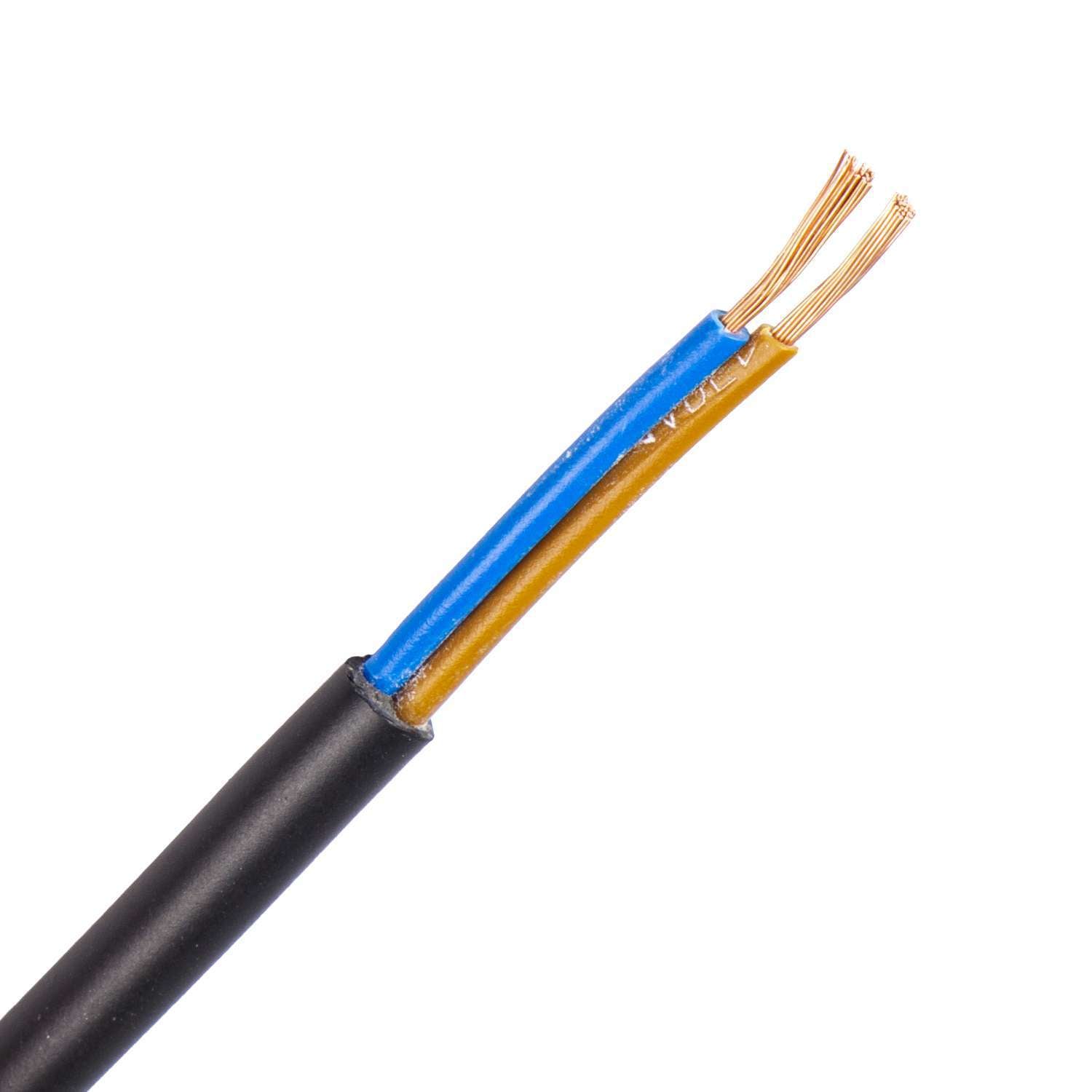 1181.2X075ZR VMVS kabel (H03VV-F) 2X0,75 mm2 zwart (Eca) (Ring 100 mtr)