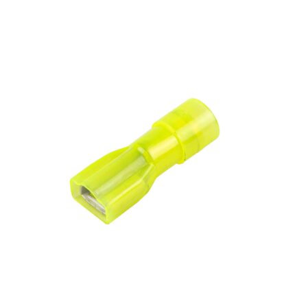 Vlakstekerhuls volledig geïsoleerd nylon 6,3X0,8 mm geel (Zak 100 stuks)