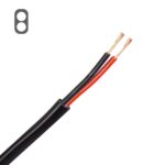Platte kabel 2X2,5 mm2 zwart, aders: rood, zwart (Rol 100 mtr)