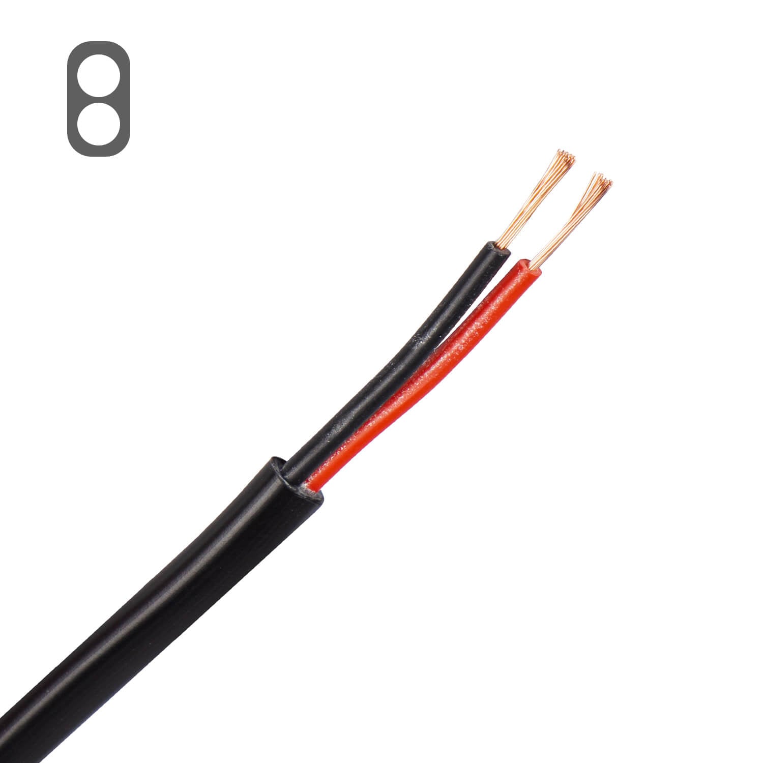 1510.2X25ZR Platte kabel 2X2,5 mm2 zwart, aders: rood, zwart (Rol 100 mtr)