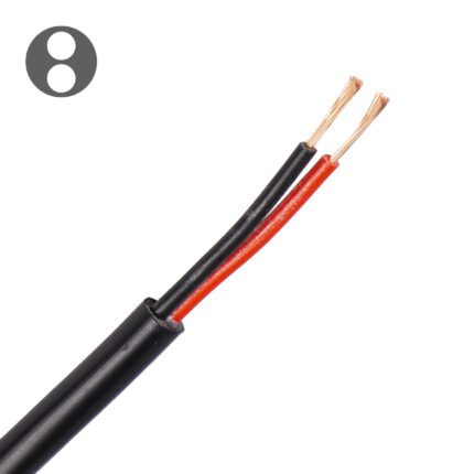 Ronde kabel 2X1,0 mm2 zwart, aders: rood, zwart (Rol 100 mtr)