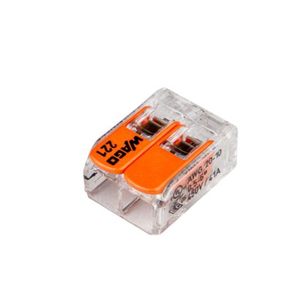 WAGO lasklem serie 221 met oranje clips 2P (Doosje 50 stuks)