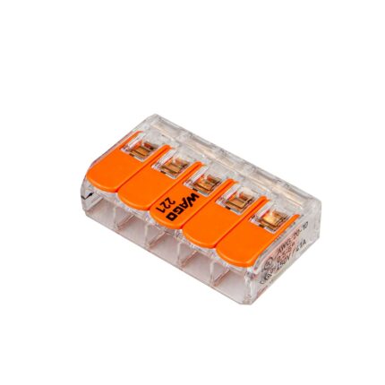 WAGO lasklem serie 221 met oranje clips 5P (Doosje 15 stuks)