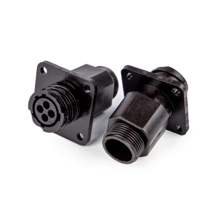 Connector vrouw recht panel mount 4P size 11 zwart (1 stuk)